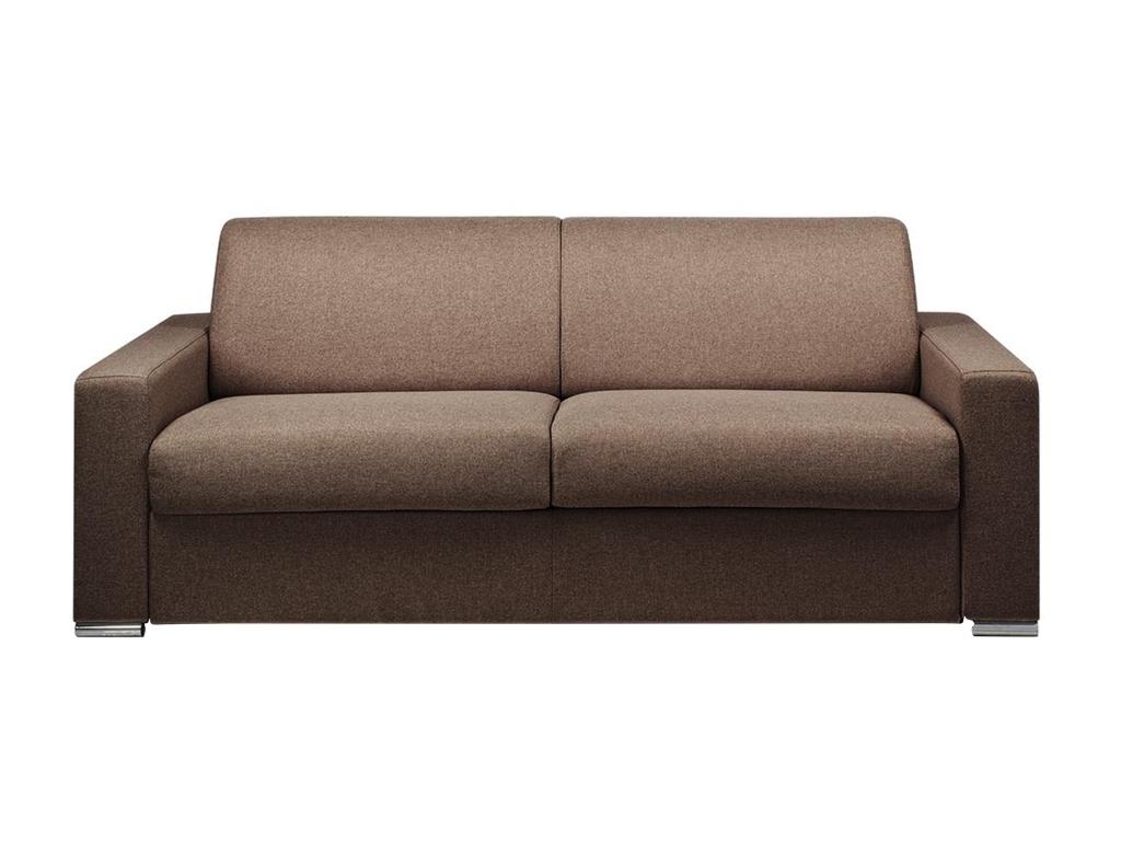Sofá cama de 4 plazas de tela de apertura rápida CALITO - Marrón - Somier de láminas de 160 cm - Colchón 16 cm con espuma con memoria de forma