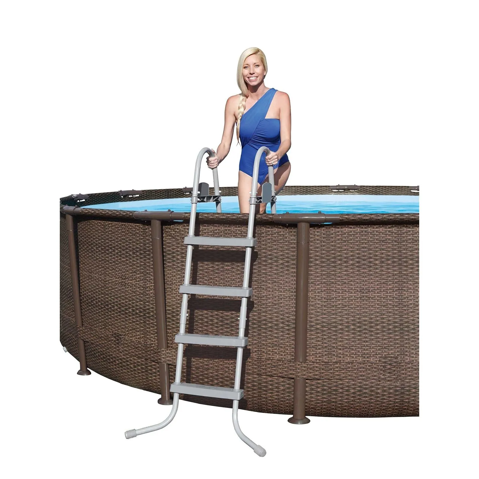 Bestway Power Steel 14′ x 42″ Above Ground Outdoor Swimming Pool Set with Pump