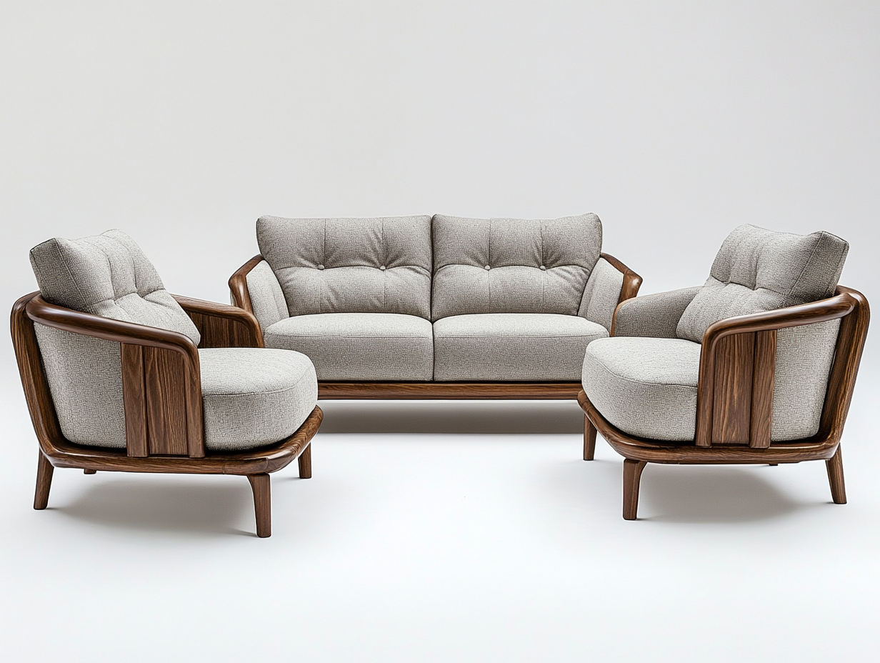 Conjunto de sofá de 3 piezas con un sillón y una butaca individual