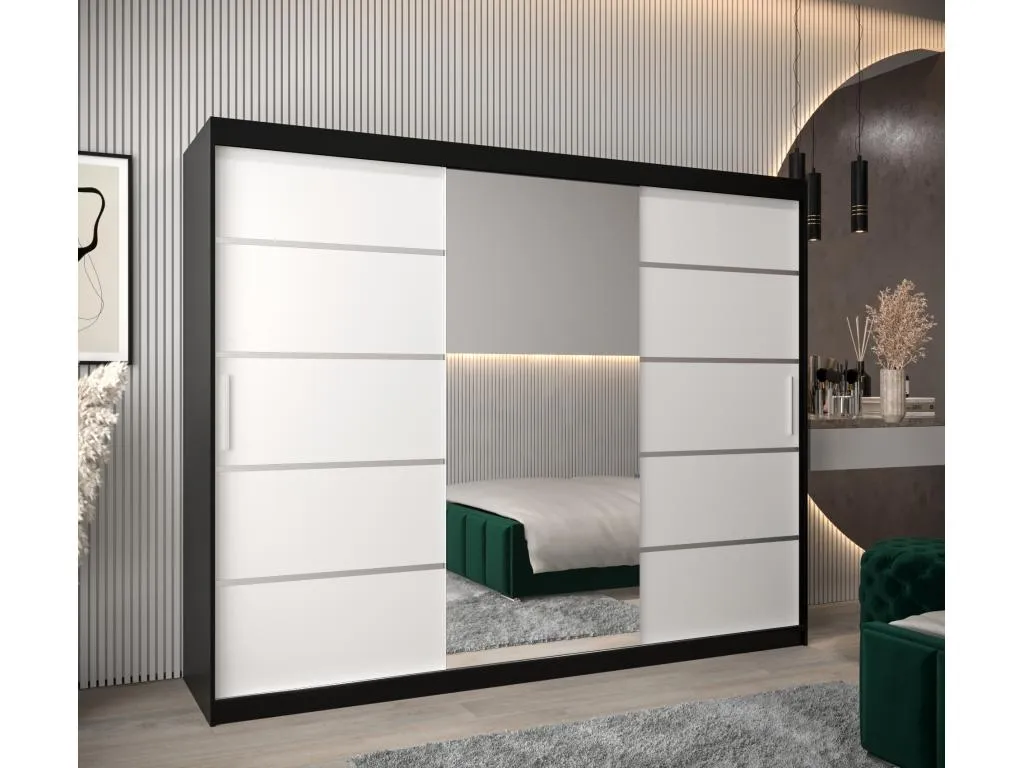 ARMARIO Kavehomedeco 2 DE PUERTAS CORREDERAS 200/250/62 3 puertas (negro/blanco) 08352DNFE