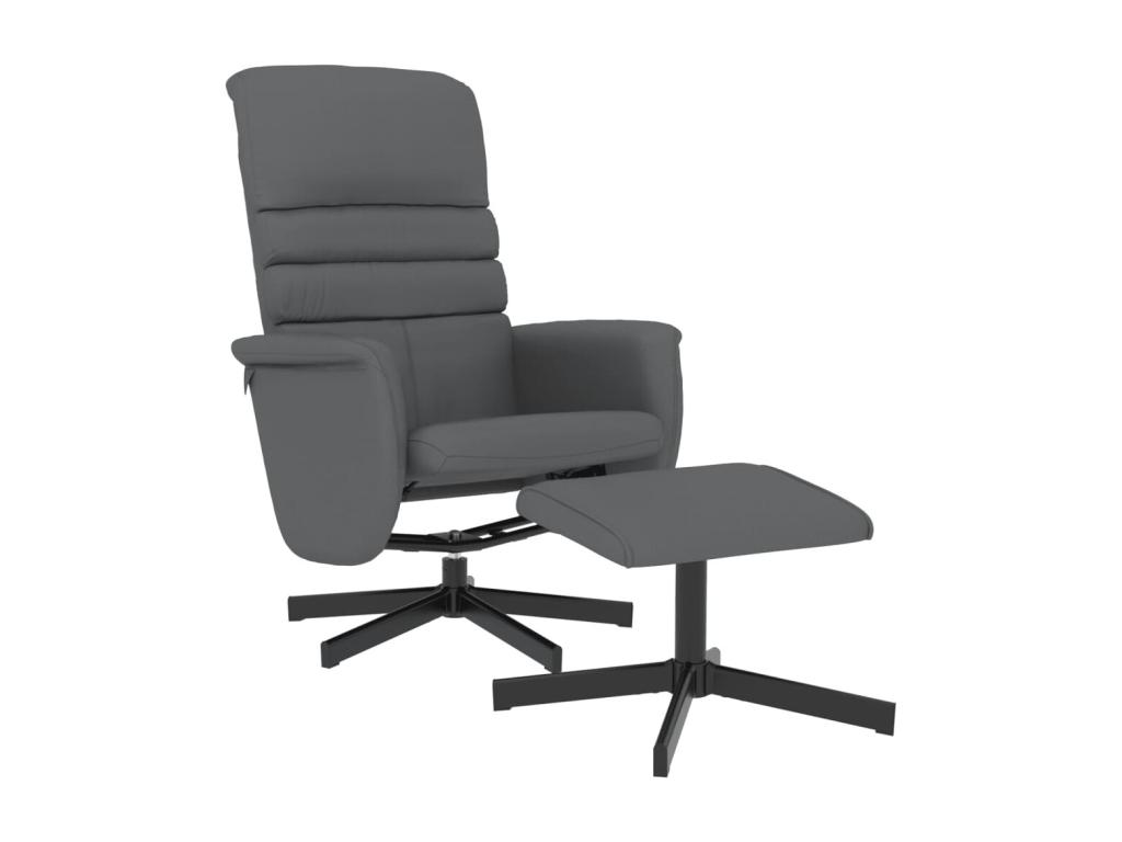 Sillón reclinable con reposapiés cuero sintético gris
