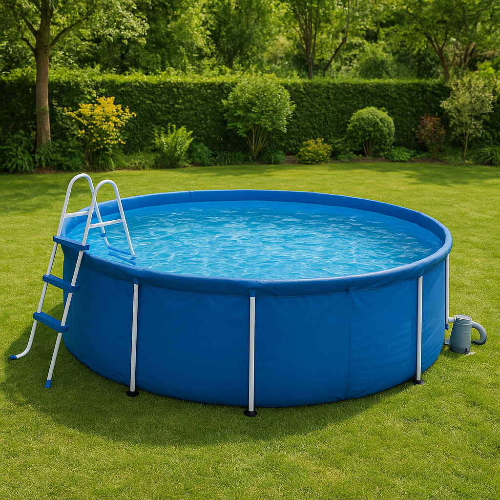 Piscina tubular redonda Redonda Sí Piscina Tubular PVC, Acero Jardín 457x107 cm Azul/Blanco