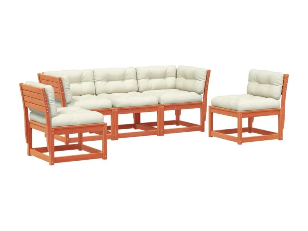 Set de sofás jardín 5 pzas con cojines Decoencanto marrón cera
