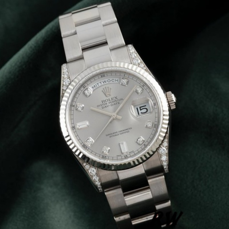 Rolex Day Date 118339 Silver Dial Fluted Bezel 36mm Unisex Replica Watch