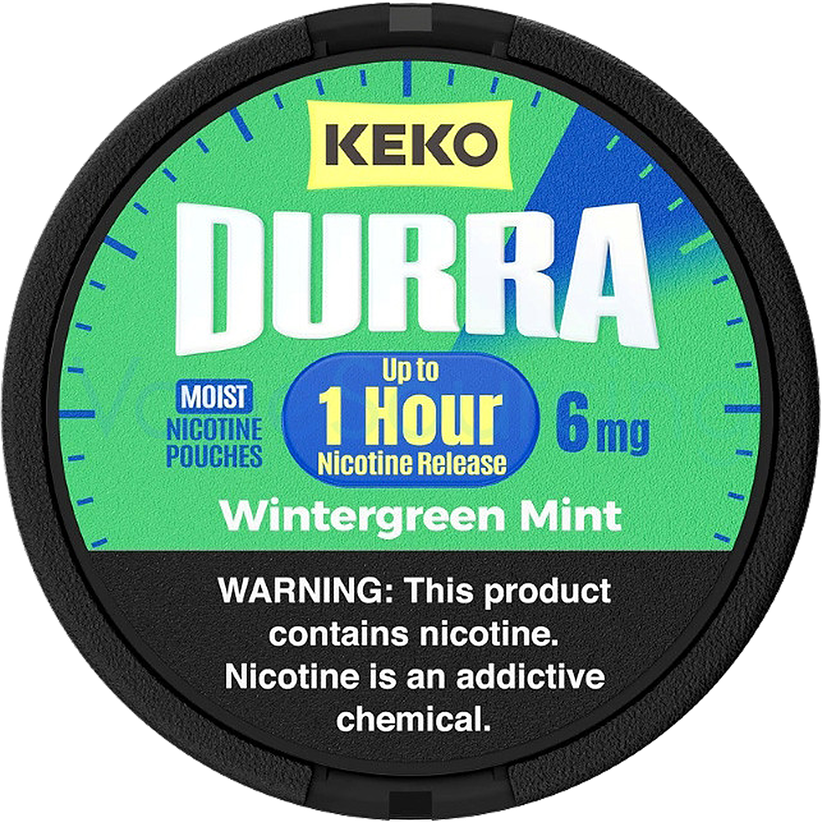 KEKO Wintergreen Mint 6mg nicotine pouches — Slim Moist Pouch can with 20 normal wintergreen mint pouches
