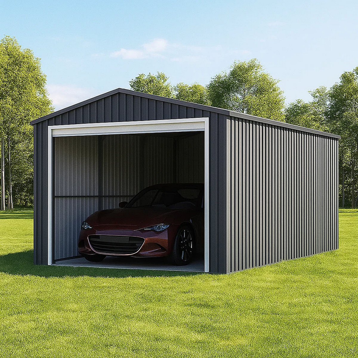 Garaje en metal con puerta enrollable - 15,5 m² - 5,00 x 3,10 x 2,55 m