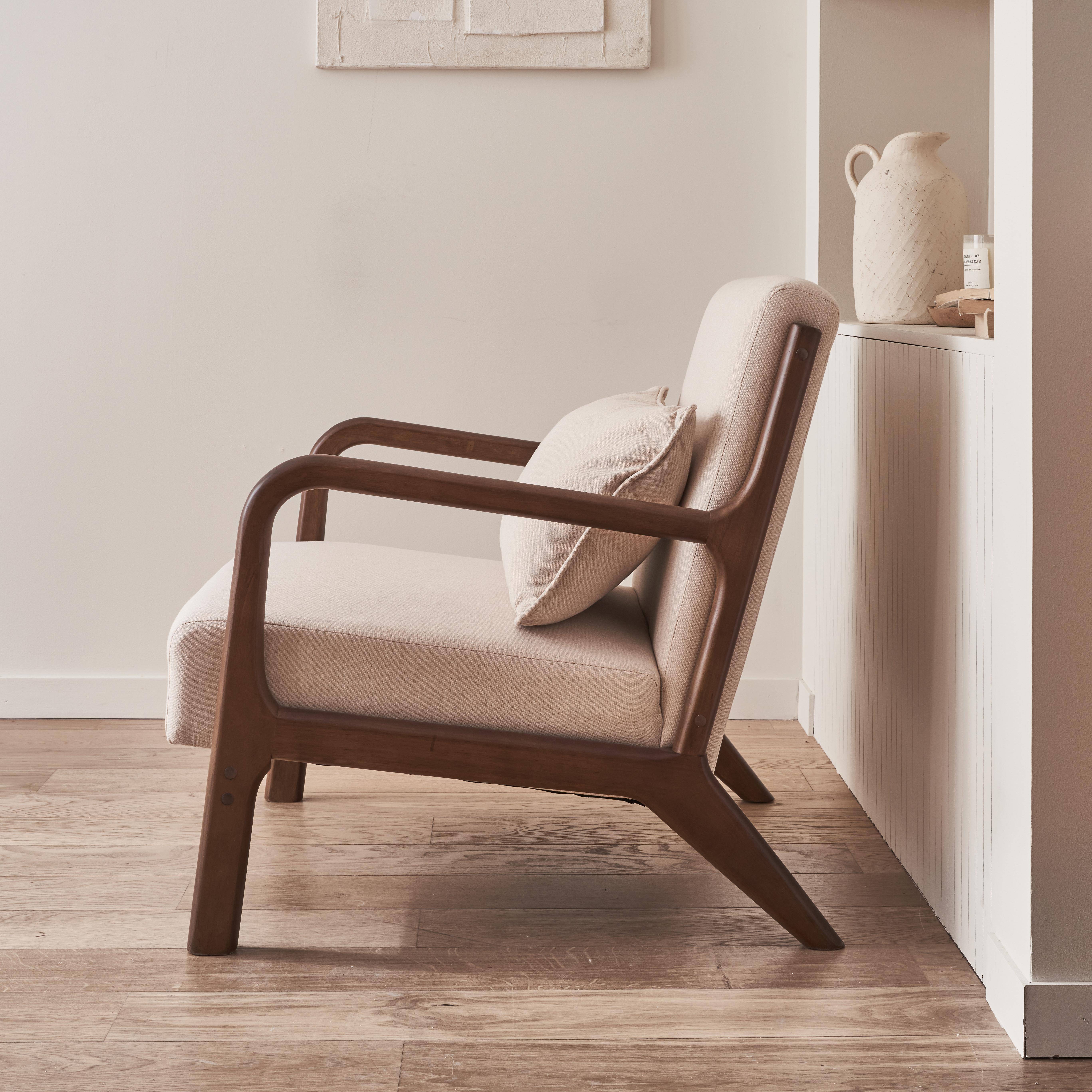 Lorens - Sillón escandinavo de tela y madera de hevea