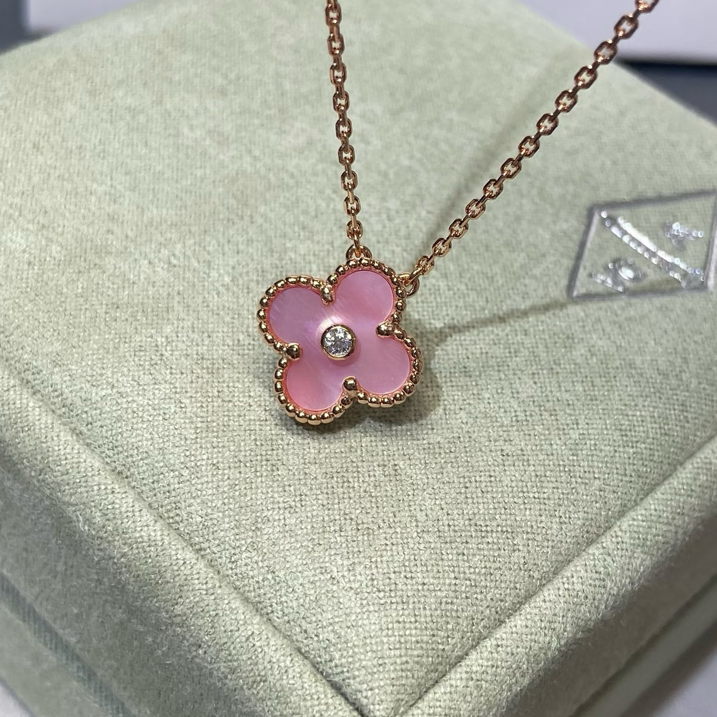 VCA Pink Mother of Pearl Vintage Alhambra Pendant Necklace - Original Replica Club