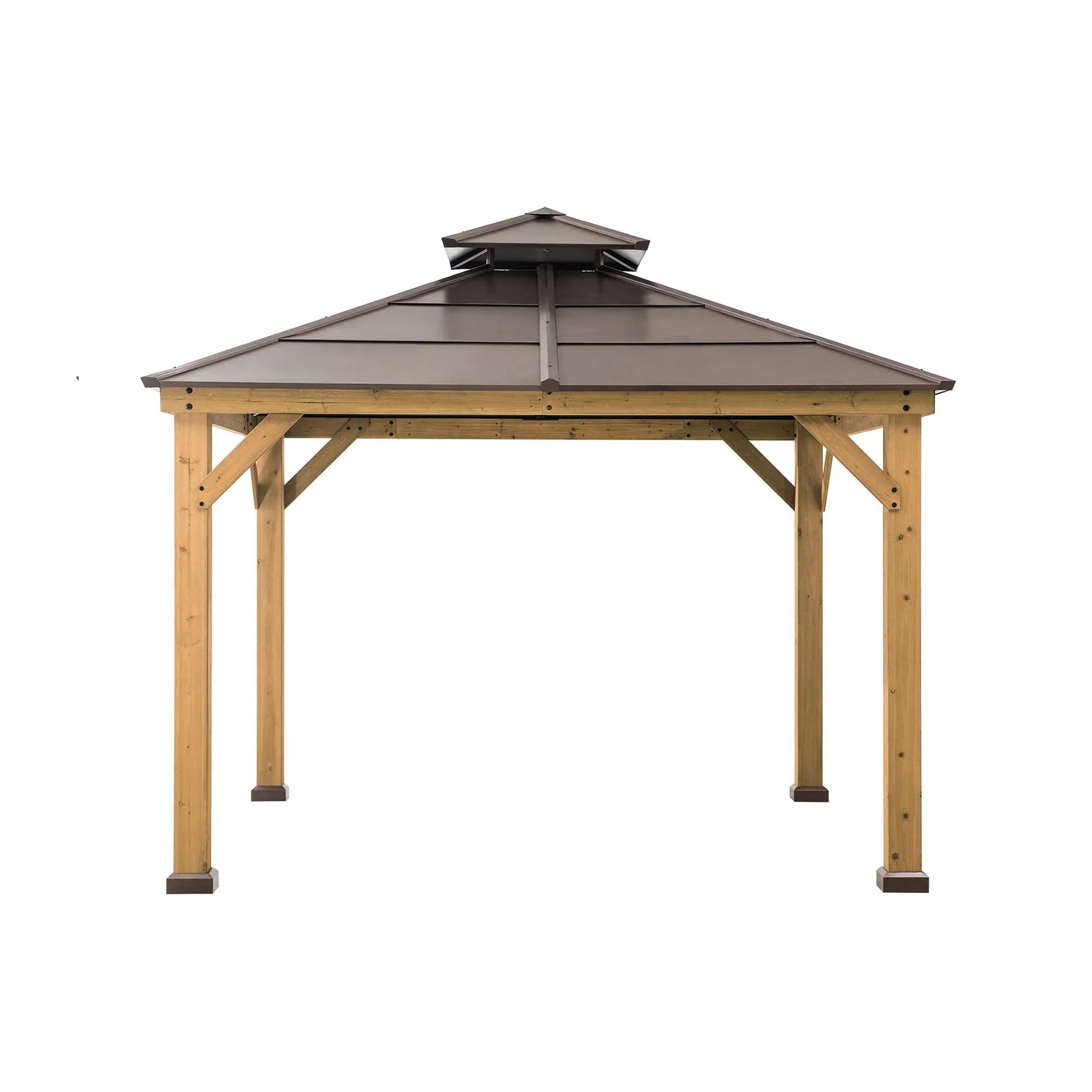 10 ft. x 10 ft. Cedar Framed Gazebo with Steel 2-Tier Hip Roof Hardtop