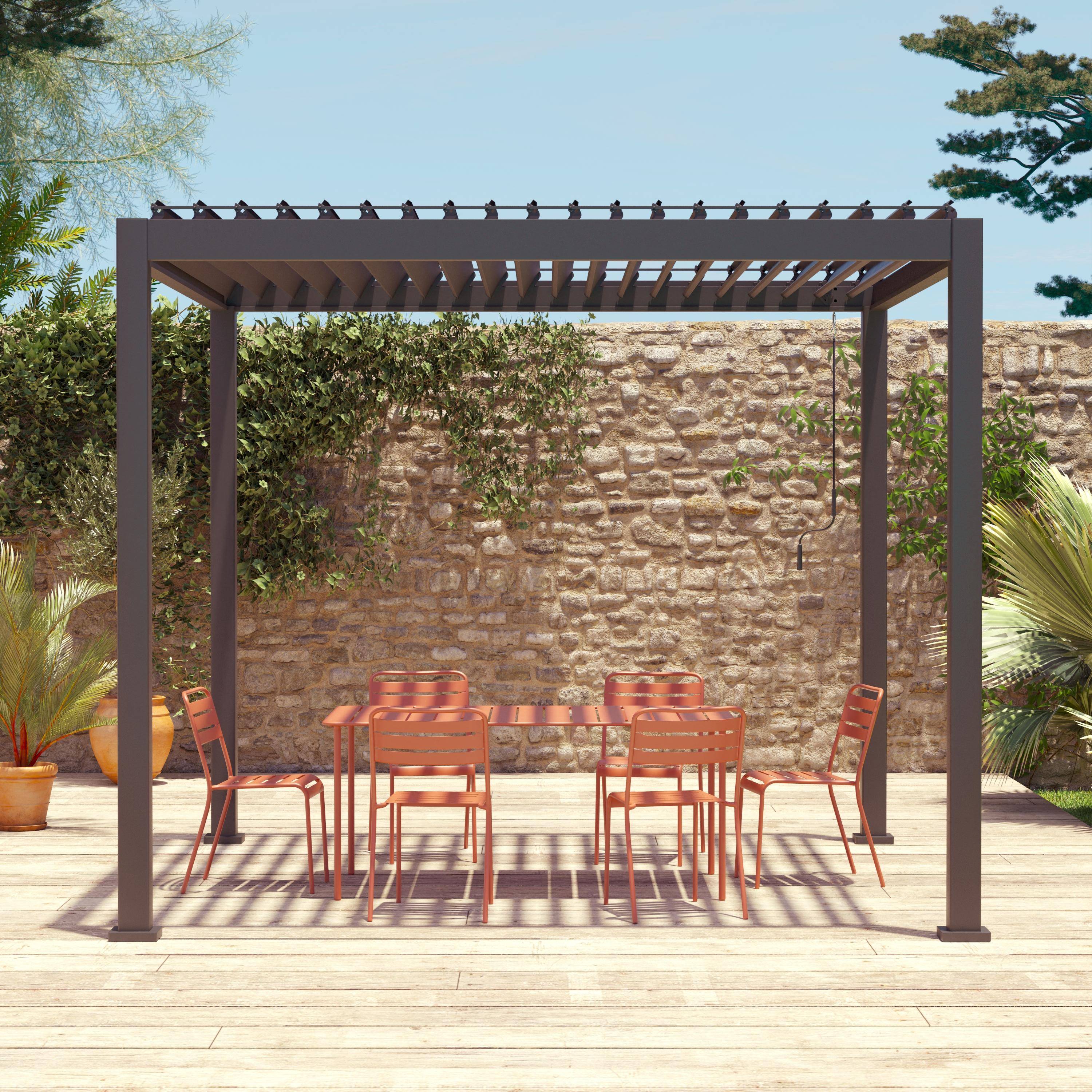 Triomphe 3x3m - Pérgola bioclimática 3x3m de aluminio con lamas orientables