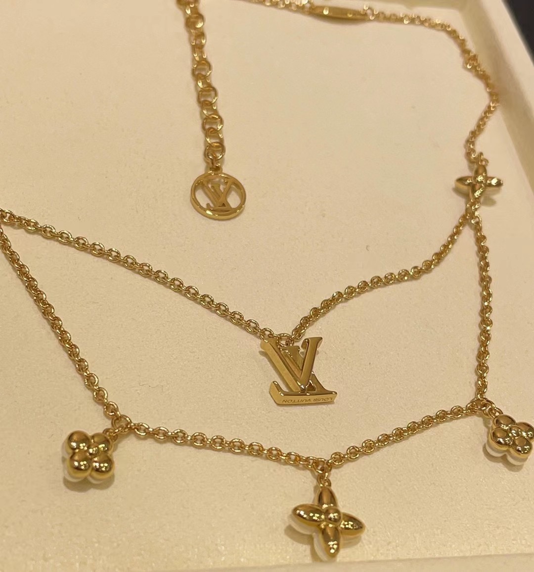Louis Vuitton Layered Floragram Necklace - Original Replica Club
