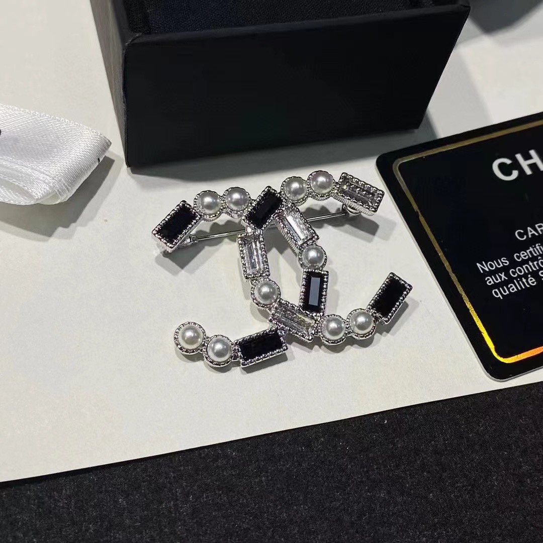 Chanel Pearl Black CC Brooch - Original Replica Club