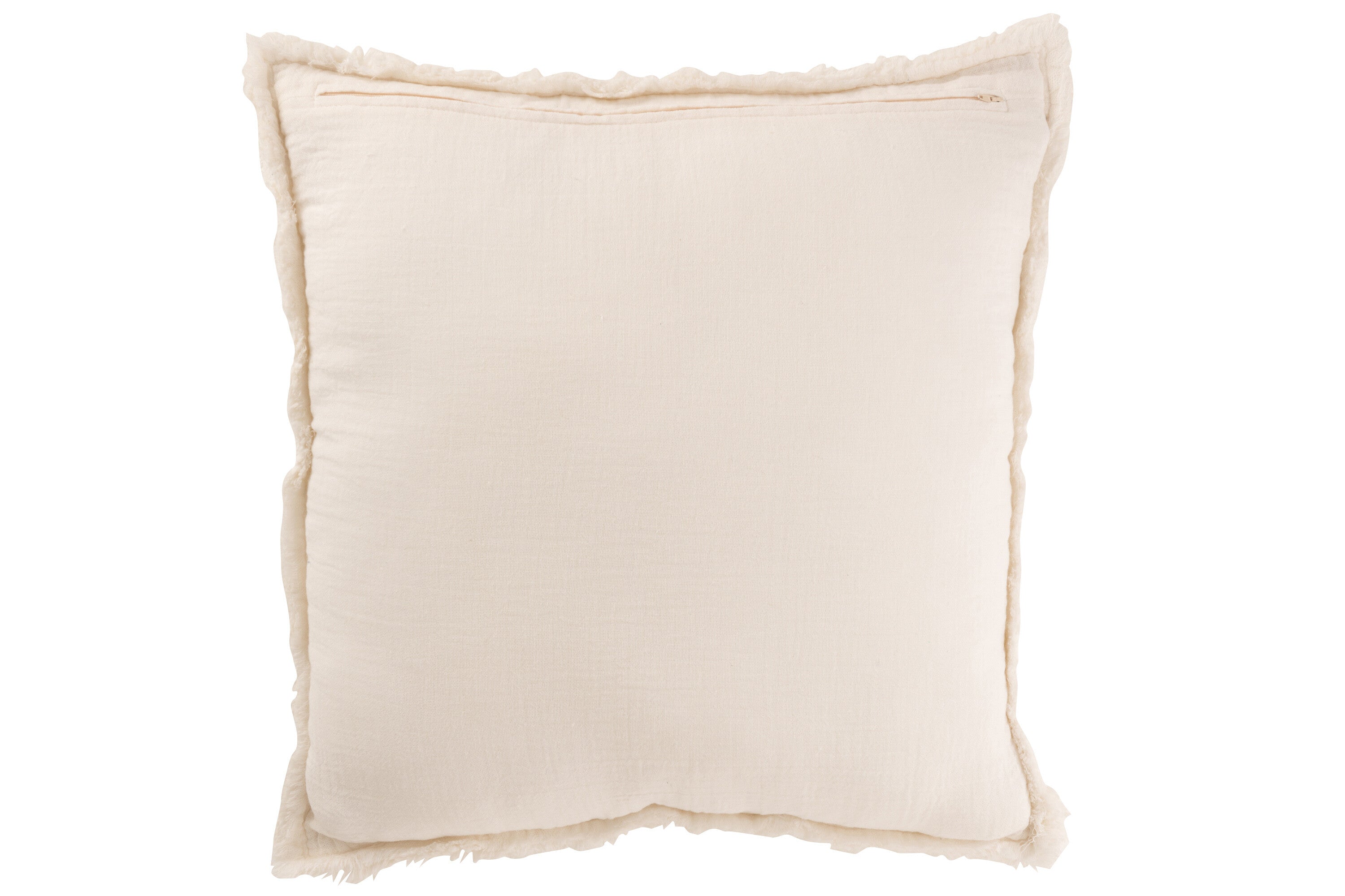 J-Line kussen Gerafelde Randen - katoen polyester - wit