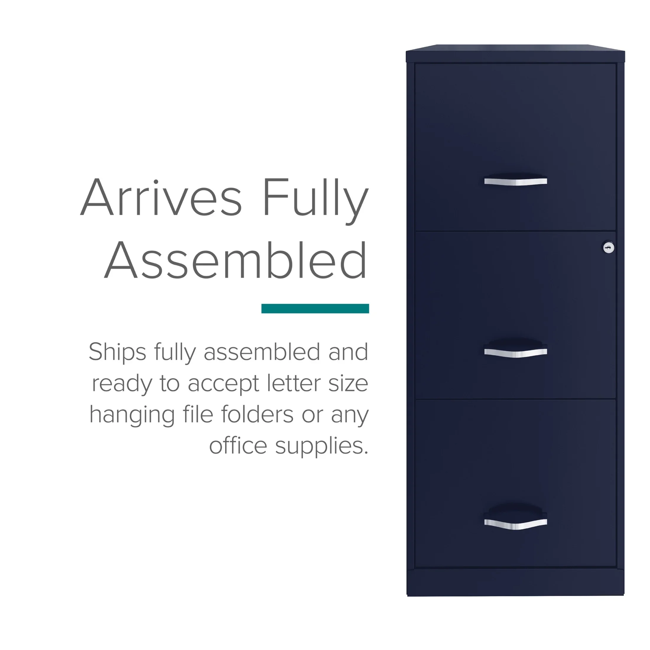 Space Solutions 18" Deep 3 Drawer Smart Letter Width Vertical File Cabinet, Navy