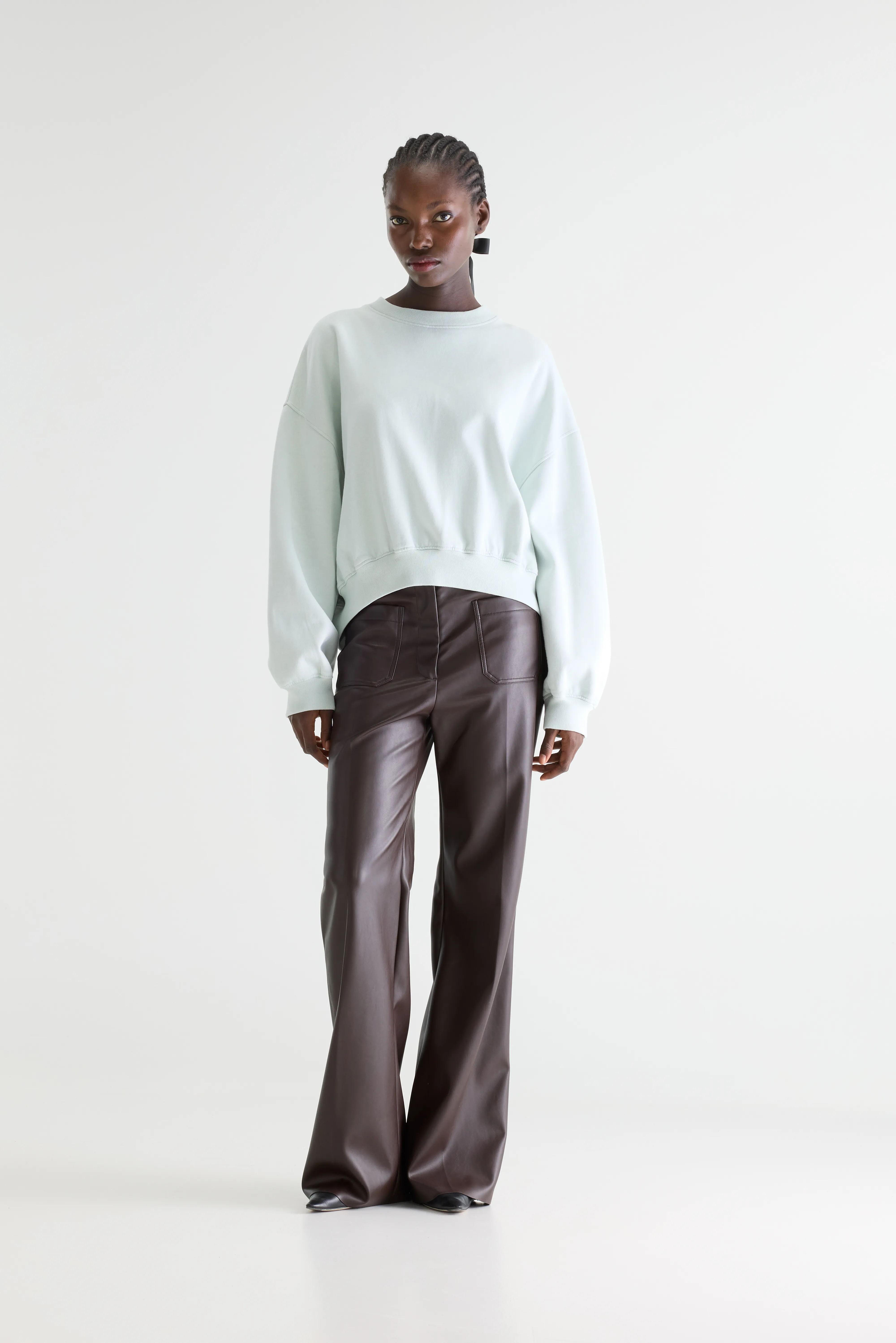 Bellerose Fancy cropped crewneck sweatshirt (261 / W / AGUA VERDE)