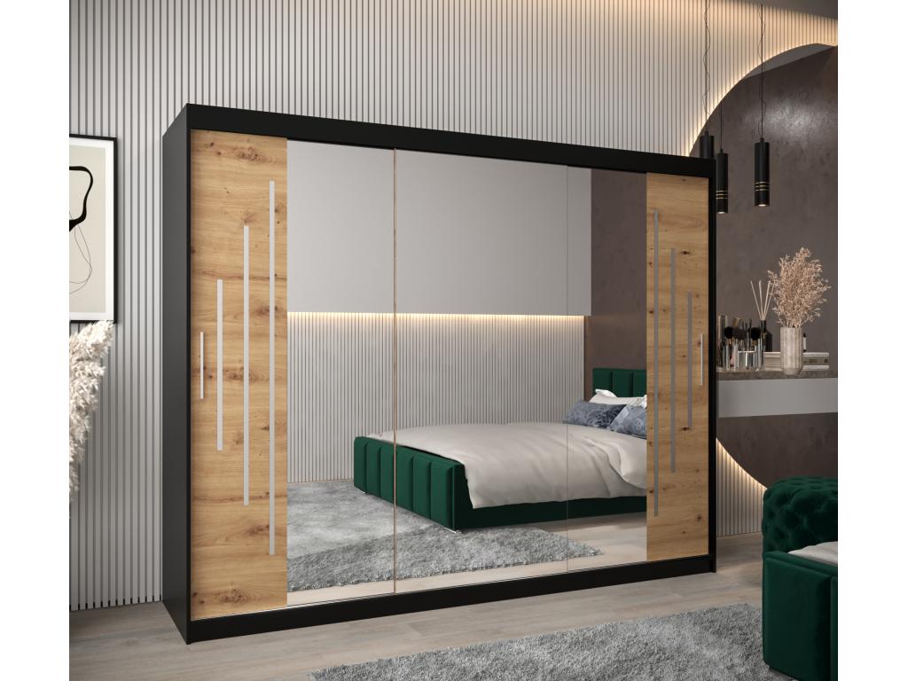 ARMARIO Cozetiq 2 DE PUERTAS CORREDERAS 200/250/62 3 puertas negro/artisan