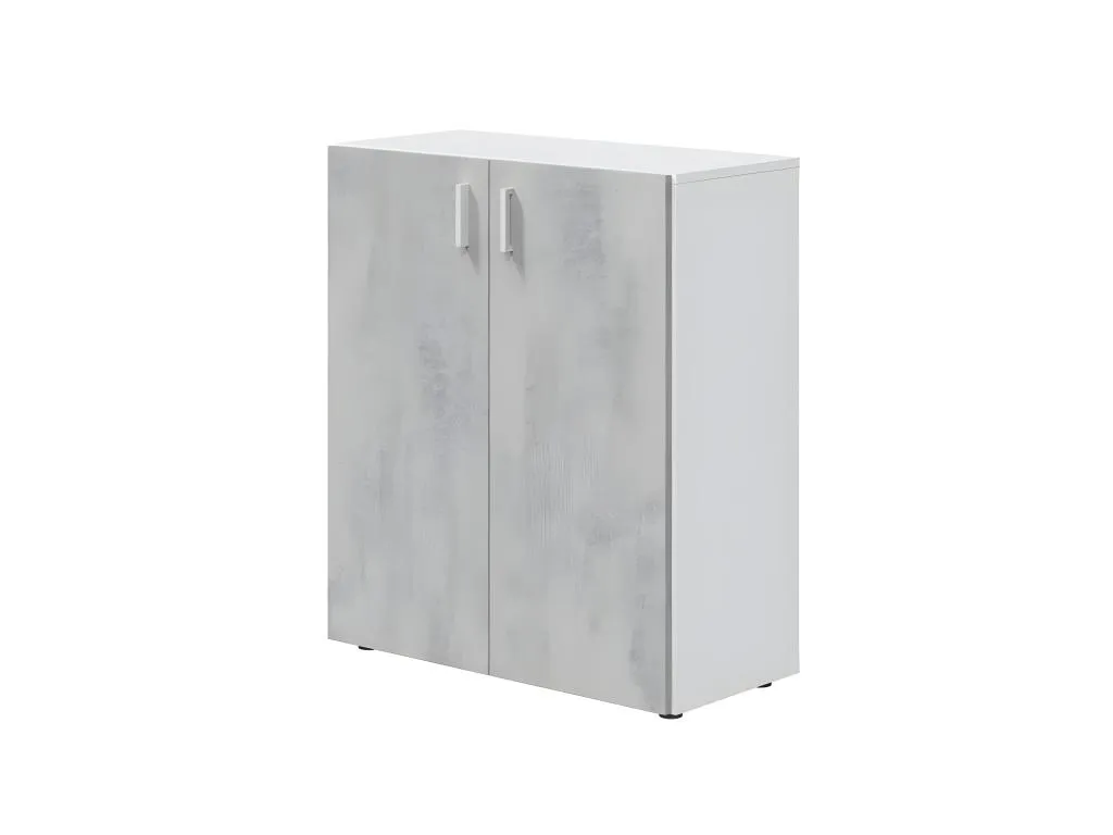 Armario Multiusos 2 puertas bajo Blanco - Cemento