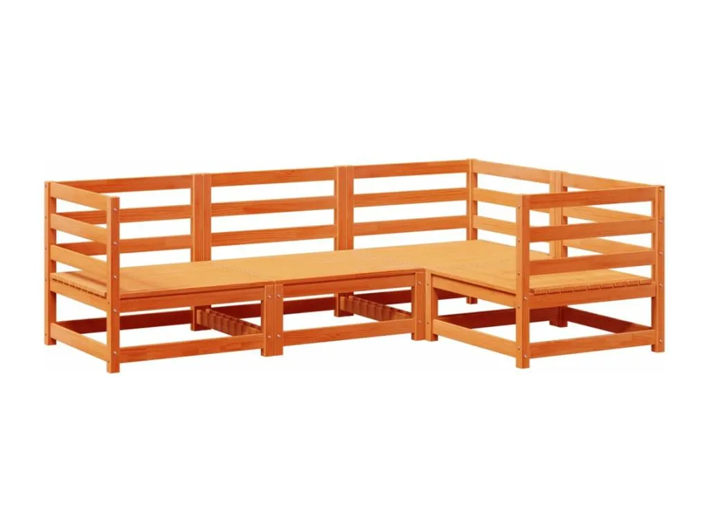 Juego de sofás de jardín 4 pzas Prietocasa maciza Prietocasa marrón cera