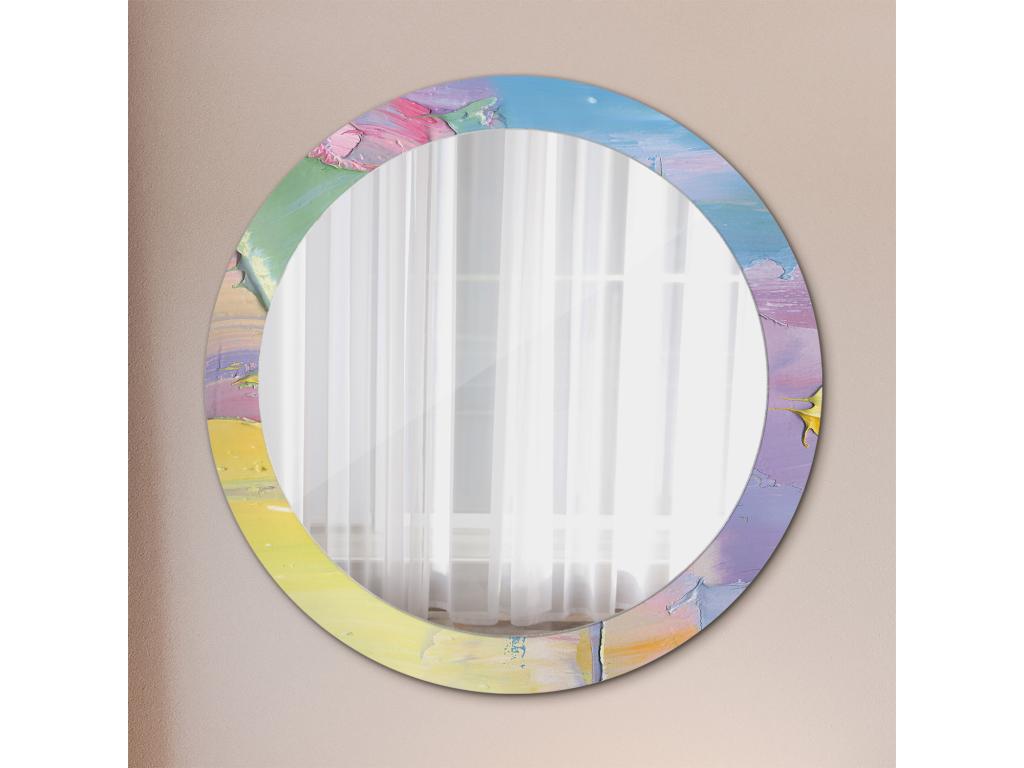 Espejo Redondo Decorativo - Textura Pintura al Óleo - 80 cm