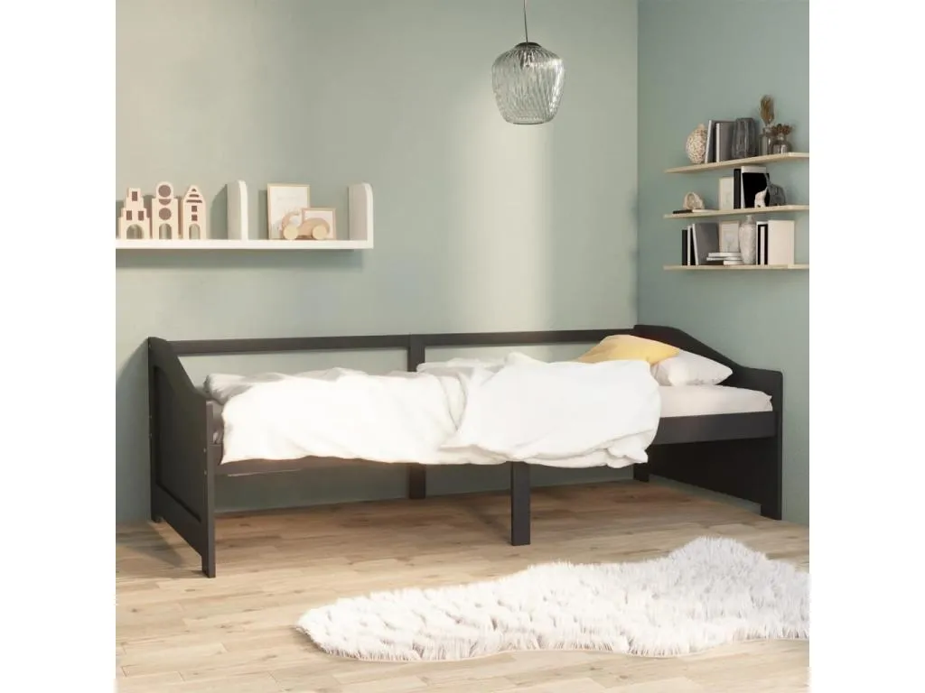 Sofá cama de 3 plazas sin colchón gris oscuro 90x200 cm