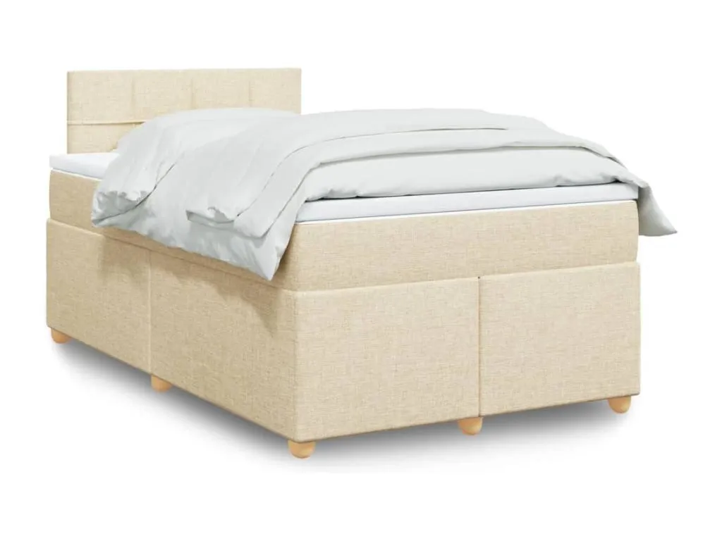 Cama box spring con colchón tela color crema 120x190 cm sgk3522729
