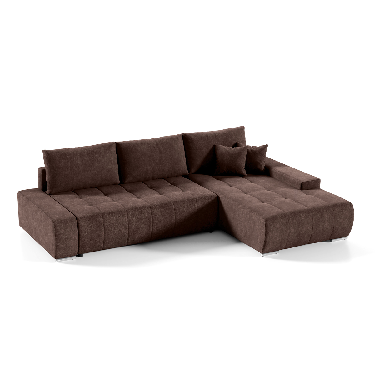 Sofá de esquina convertible derecho, 4 plazas en laminado marrón sa8152e9