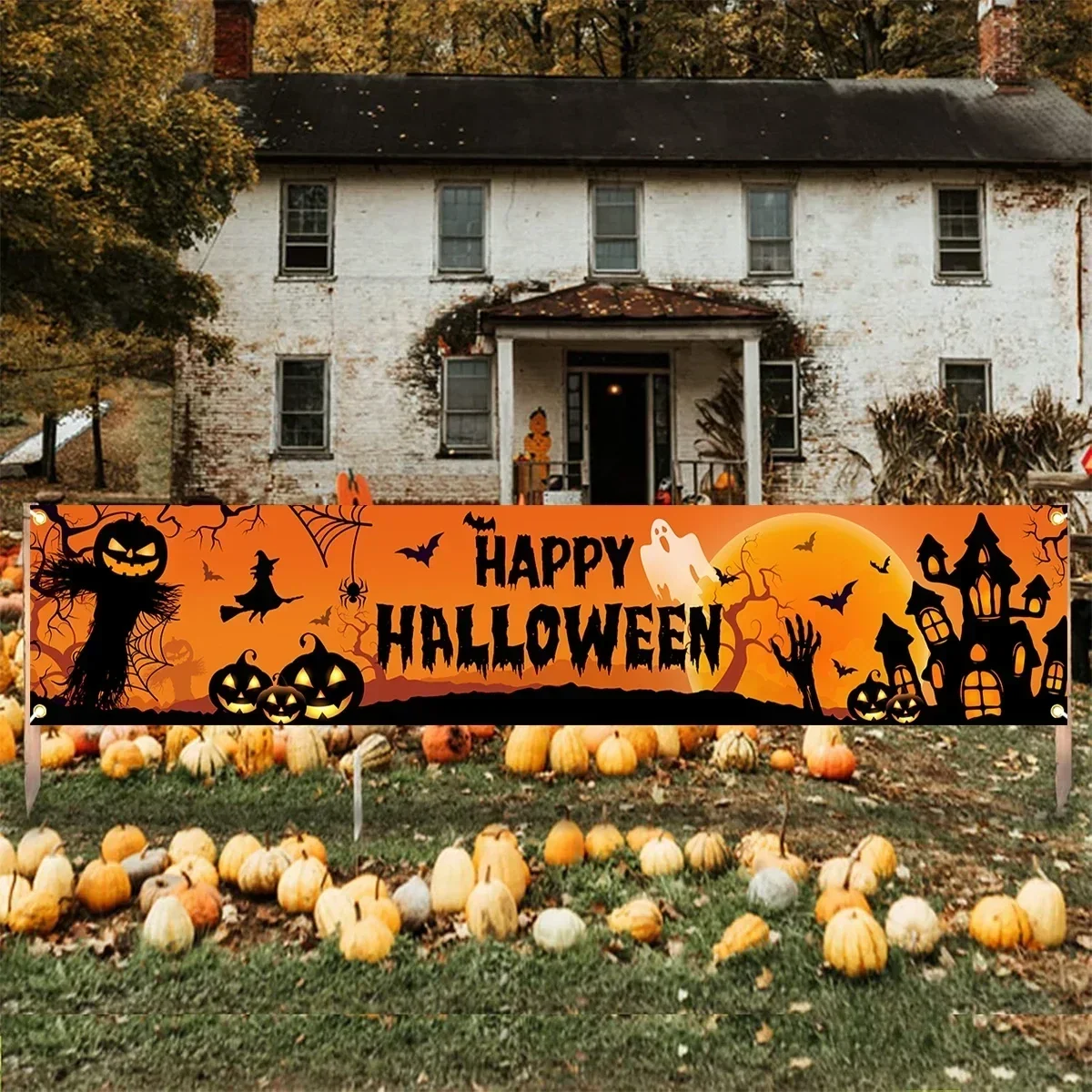 Halloween Pumpkin and Bat Party Banner - Image 4 Halloween Pumpkin and Bat Party Banner - Image 4