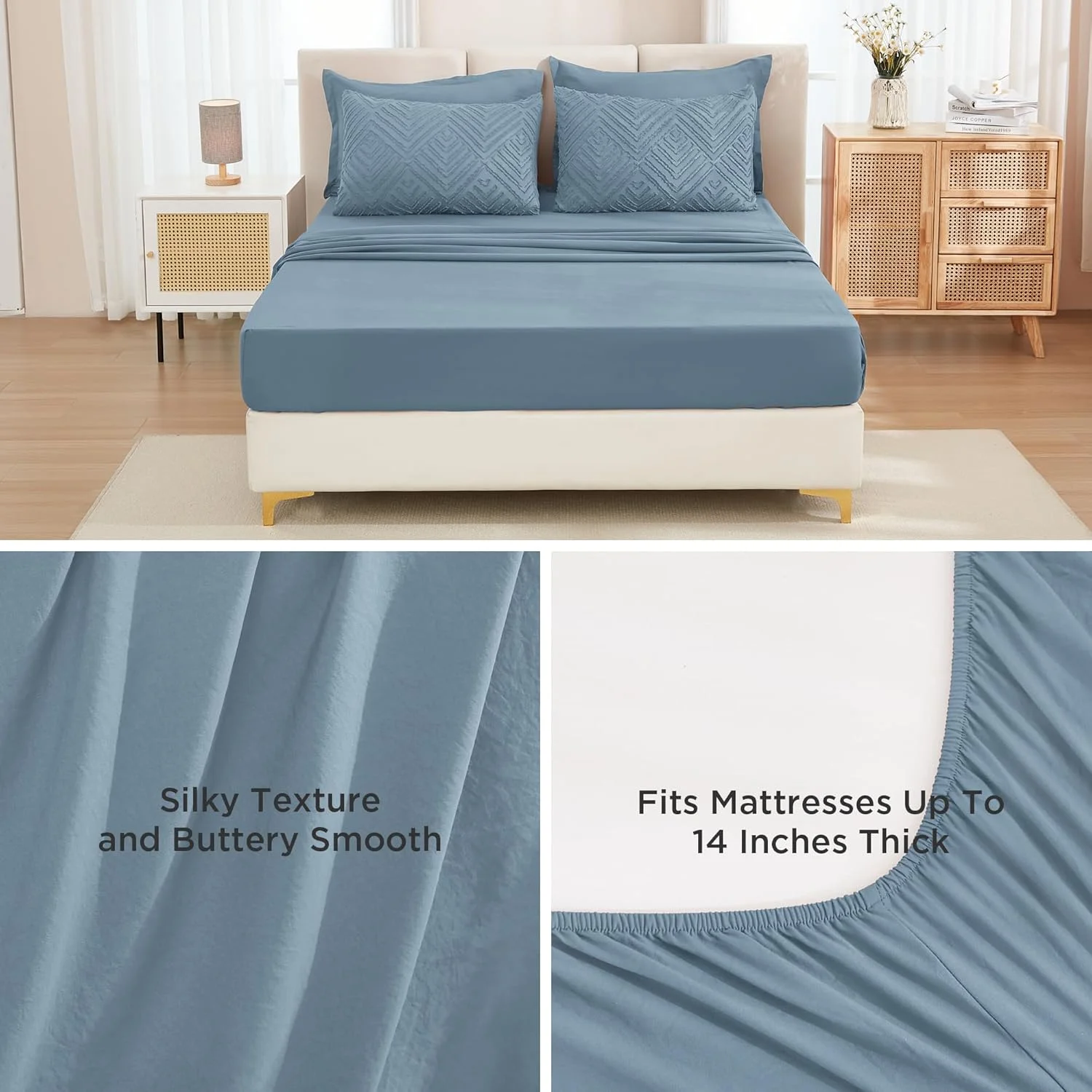 Queen Comforter Set 7 Piece Dark Emerald Green - Bed in a Bag Queen Boho Lightweight Fluffy Tufted Bedding Sets with Comforter, Sheets, Pillowcases & Shams - Image 17
