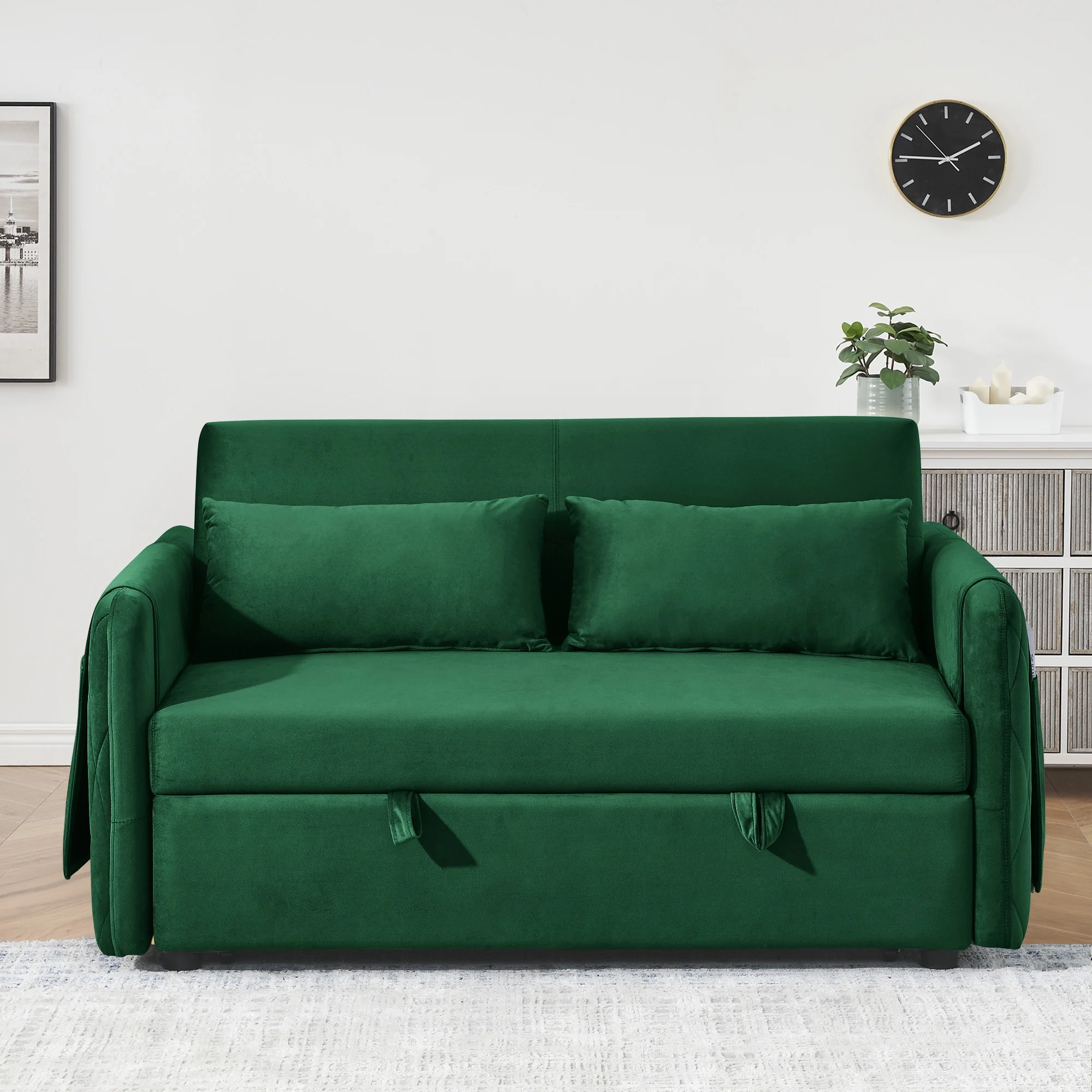 Convertible Sofa Bed,3 in 1 Sleeper Sofa with 2 Pillows and Adjustable Backrest for Living Room Office,Black - Image 12