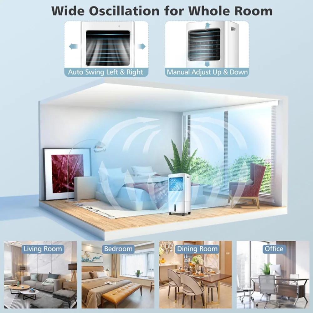 Spaco Evaporative Portable Air Cooler Fan w/ Remote Control, Air Conditioners, Mist Cooling Fan, Portable Ac Units for Rooms, Bedroom, Office, White - Image 10