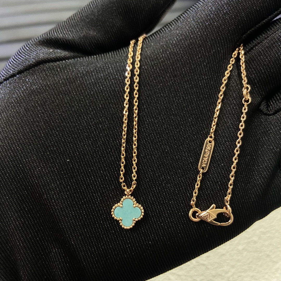 VCA Amazonite Sweet Alhambra Pendant Necklace, 1 Motif - Original Replica Club