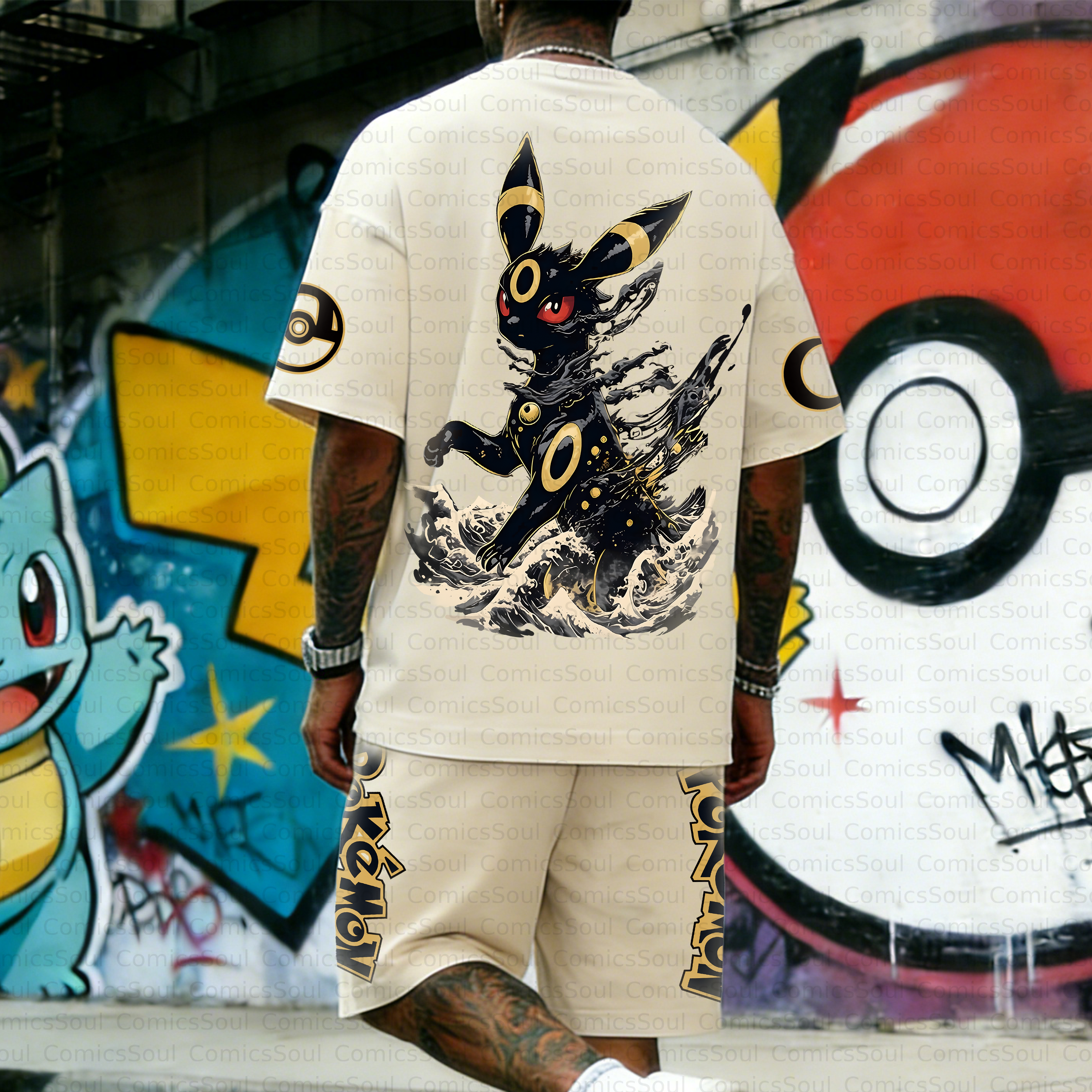 Unisex Anime Inspired Vintage T-shirt& Shorts 2 Pieces Set