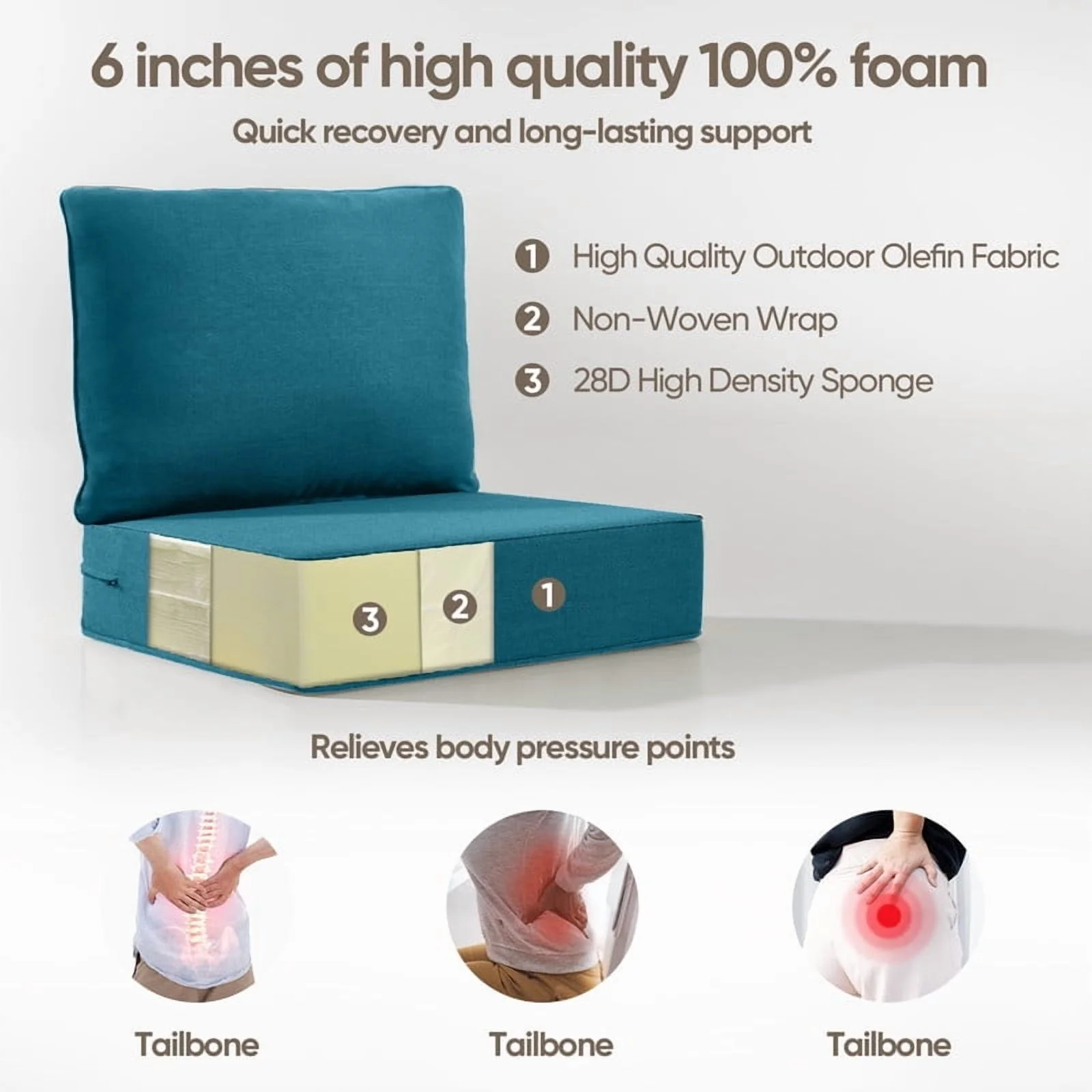 Bellefurn Outdoor Deep Seat Cushion 24 X 24 X 6 inch for Patio Furniture,Outdoor Chair Cushions Waterproof & Fade Resistant Patio Furniture Cushions for Wicker Chair, Sofa, Couch - Image 56