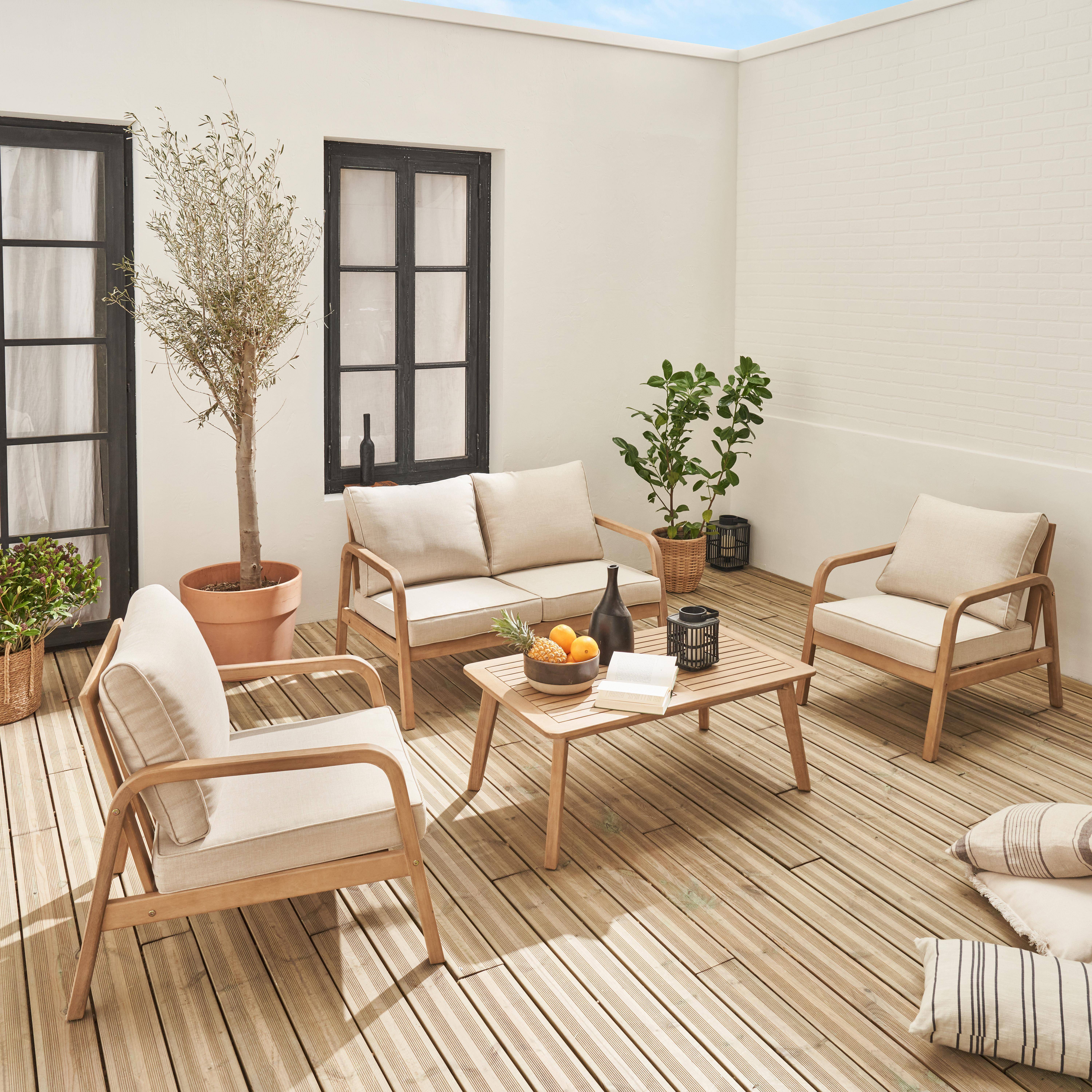 Carnota - Conjunto de muebles de jardín de madera acacia, 4 plazas