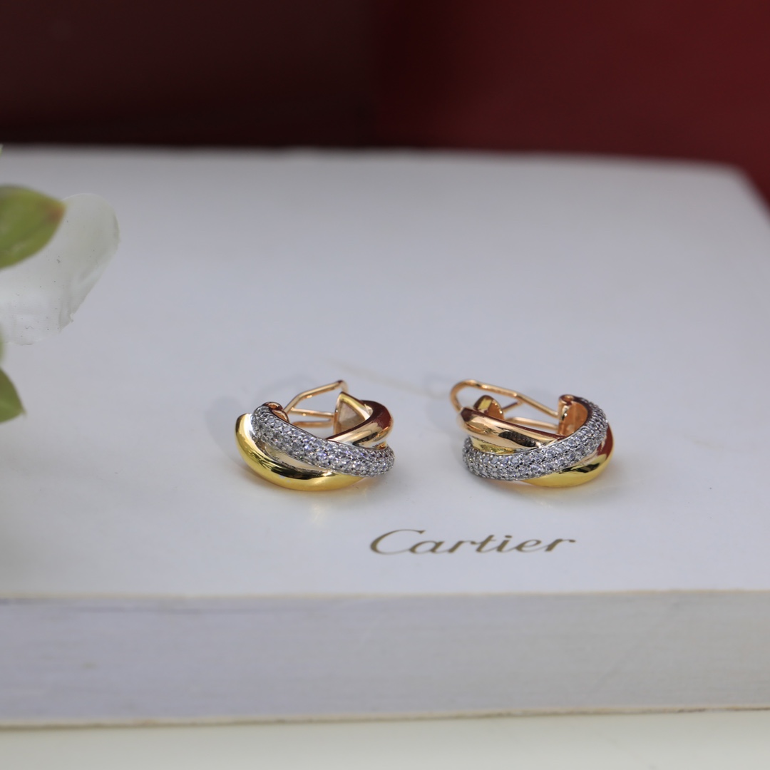 Cartier Mixed 3 Metal Color Trinity Earrings - Original Replica Club