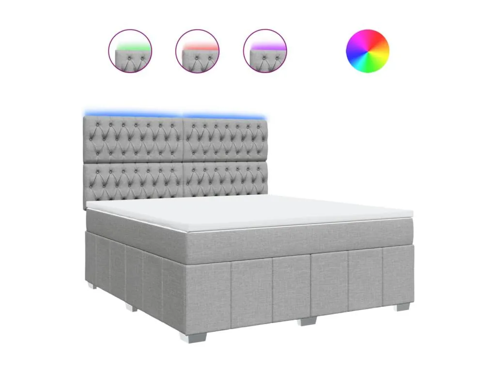Cama box spring con colchón tela gris claro 180x200 cm yxo3522324