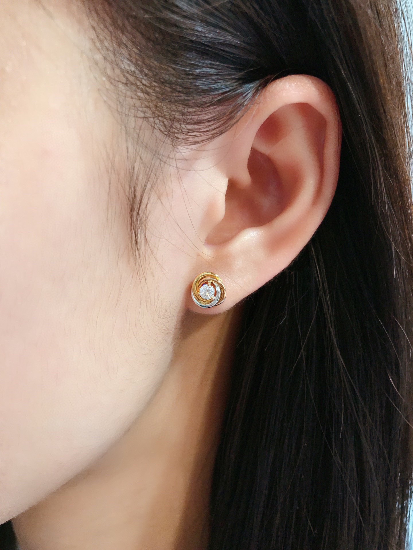 Cartier Trinity Stud Earrings, 2 Diamonds - Original Replica Club