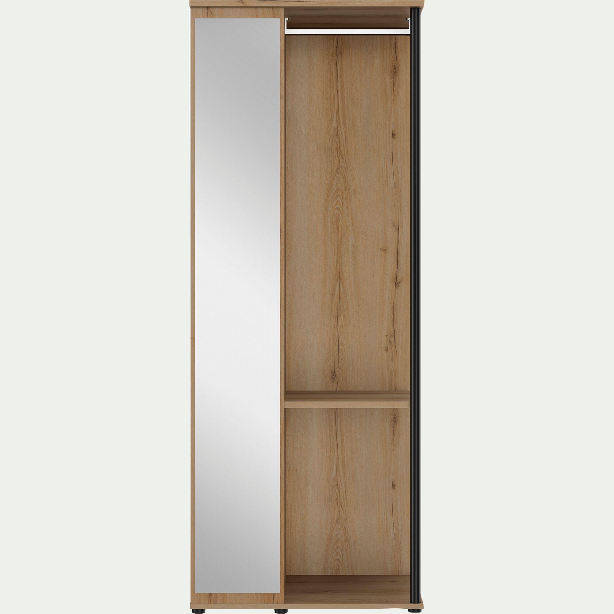 LUCIAN - Armoire ouverte avec miroir H210cm - bois clair