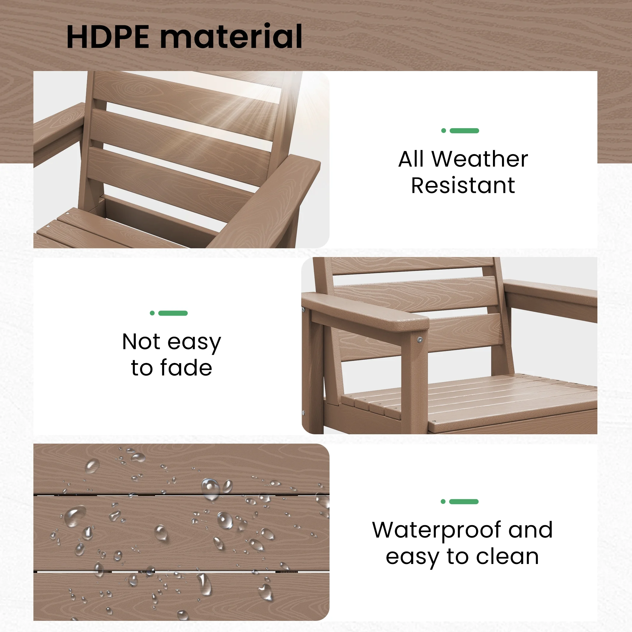 SERWALL Outdoor HDPE Dining Table Set, 7-Piece Outdoor Dining Table Sets with Umbrella Hole, Grey - Image 45
