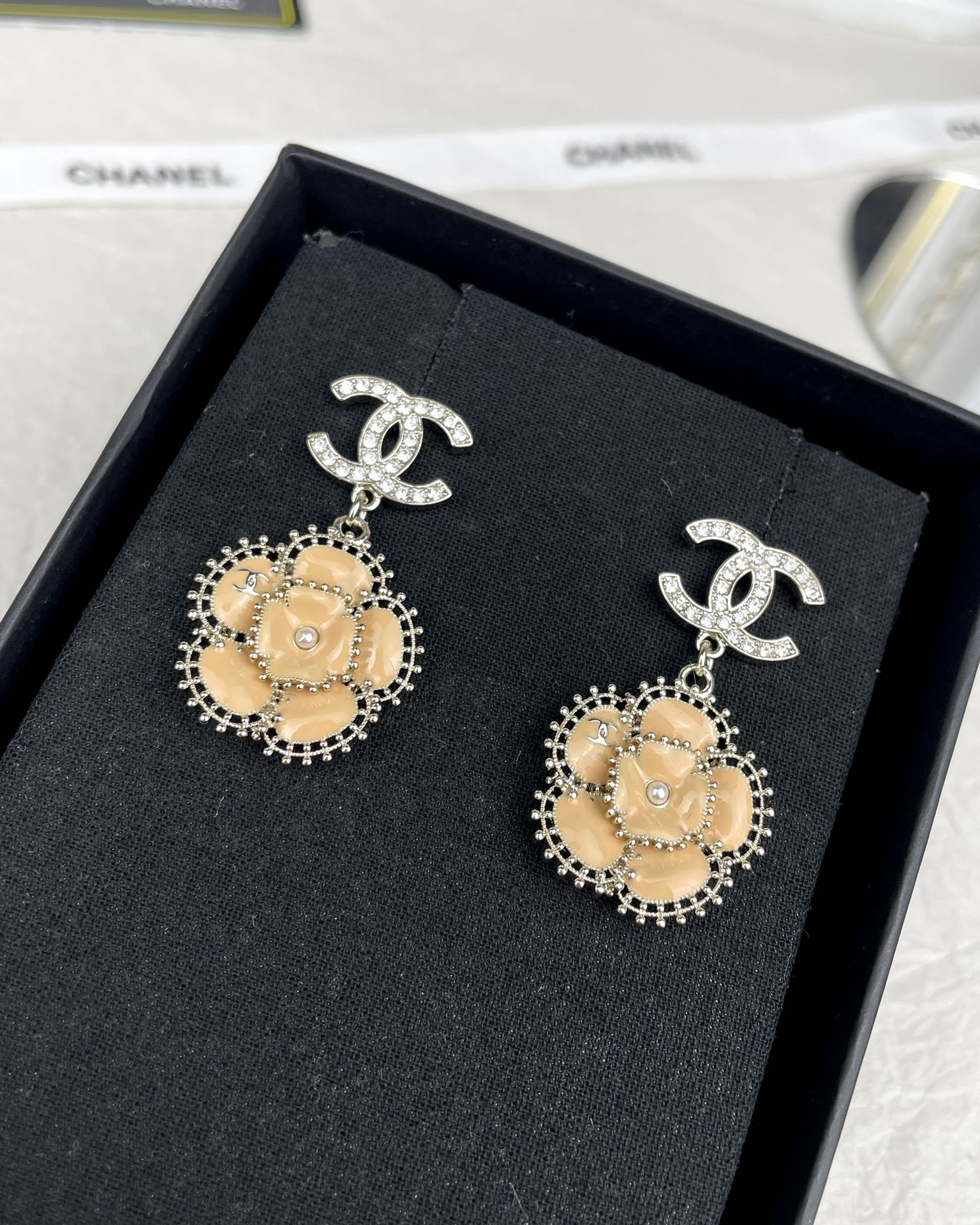 Chanel Enamel Camellia Earrings - Original Replica Club