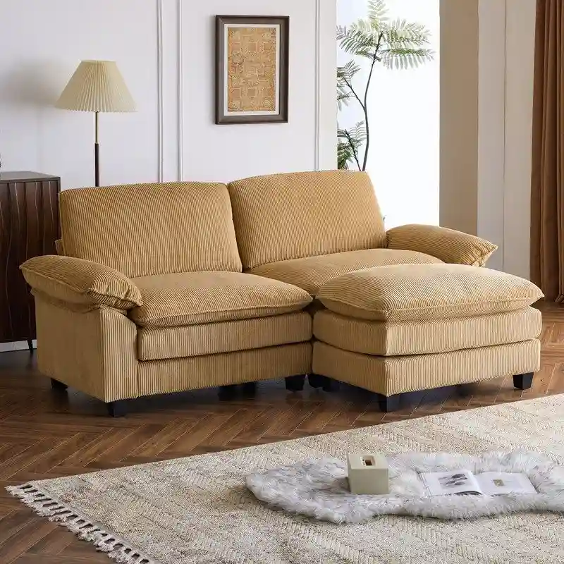 Chenille Two-Seater Sofa with Footstool - 2+1 Indoor Double Bag, Dimensions: 217*141*85