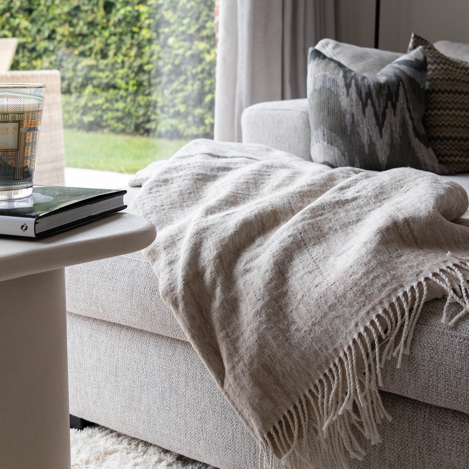 Atmooz Plaid Misty – 150x200cm – Naturel – Katoenmix – Met Franjes