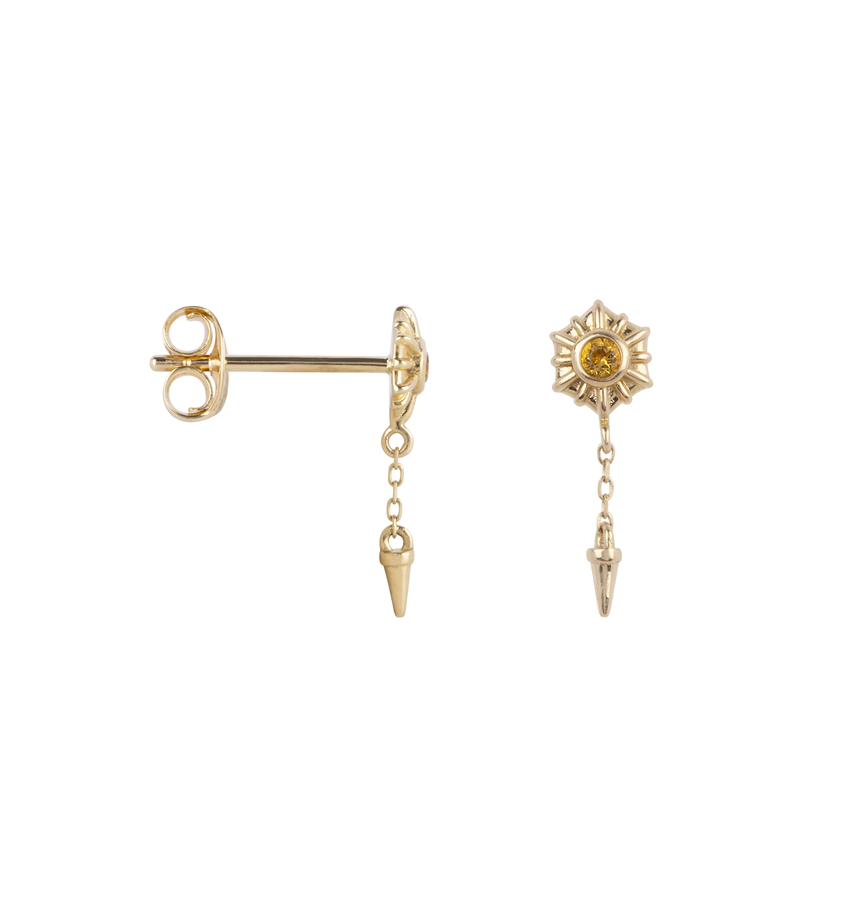 Single Coronal Rain Stud Earring 14K