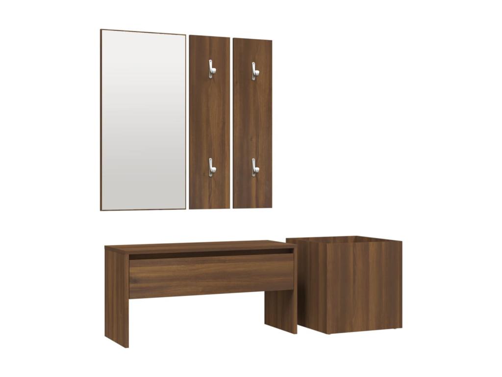 Conjunto de muebles de entrada de madera de roble marrón