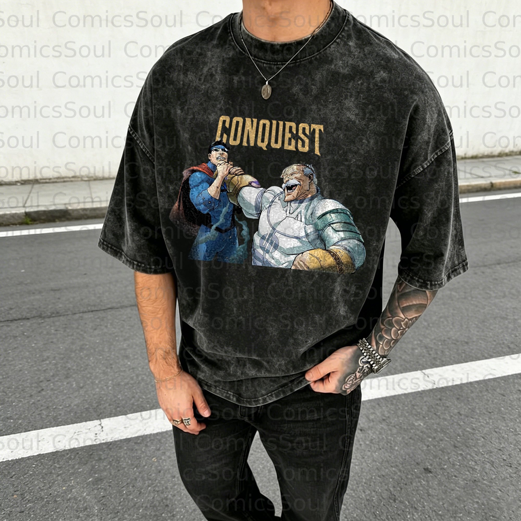 Unisex Anime Inspired Vintage Washed T-Shirt
