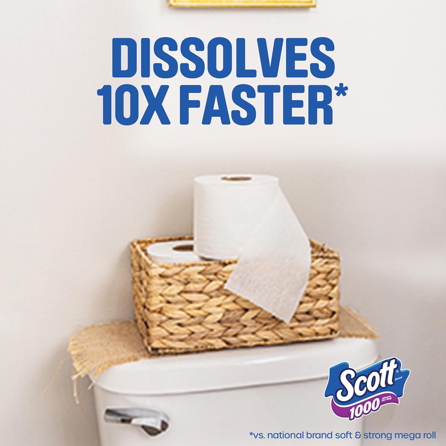 Scott 1000 Trusted Clean Toilet Paper, 32 Rolls, Septic-Safe, 1-Ply Toilet Tissue