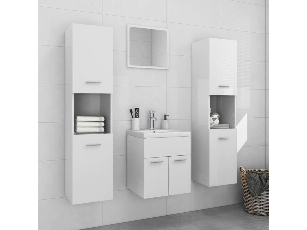 Conjunto de muebles de baño Aglomerado blanco brillo