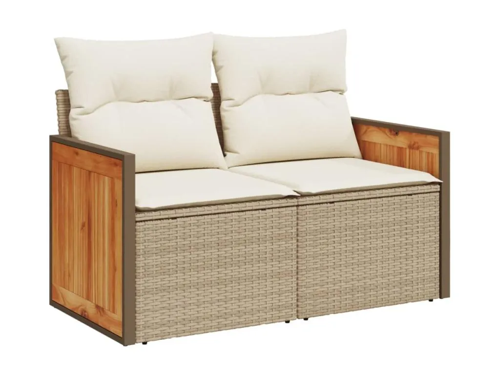 Sancaldeco Juego de sofás jardín con cojines 6 pzas ratán sintético beige 82406XQJP