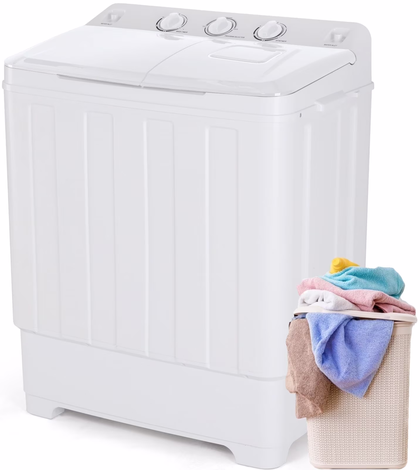Qhomic Portable Washer 30lbs, 2-in-1 Twin Tub Washer & Dryer Combo Compact Semi-Automatic Washing Machine with Drain Pump, Black - Image 7