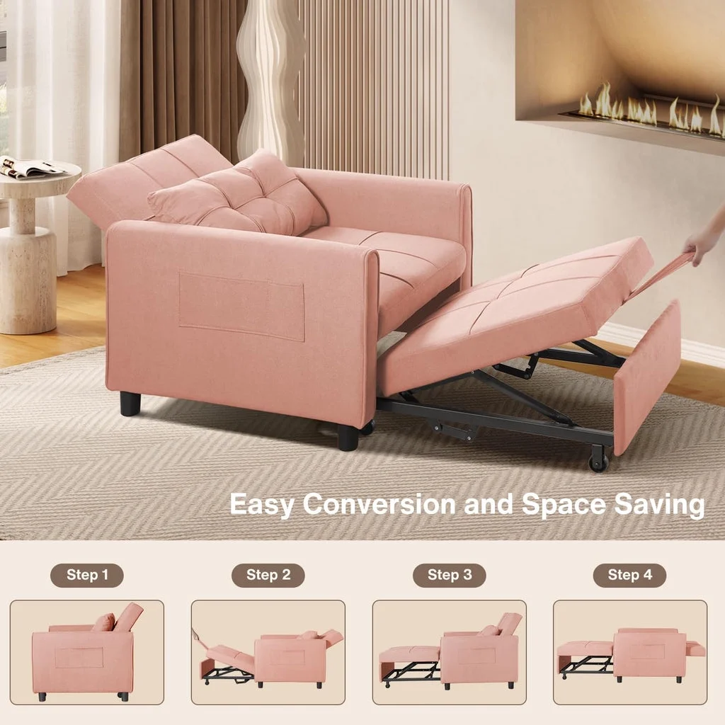 Convertible Sleeper Chair, Aiho 3-in-1 Convertible Sofa Bed Recliner Chair with Pull Out Couch - Dark Gray - Image 30